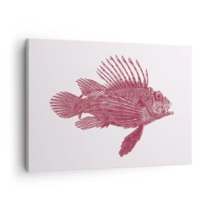 Canvastavla - Bild på duk - Ritning av en fisk i en röd nyans - 70x50cm - En invånare i exotiska vatten - Modern väggdekoration för vardagsrum och sovrum ARTTOR