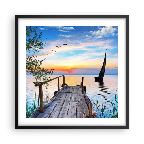 Affisch i svart ram - God kväll - 50x50 cm