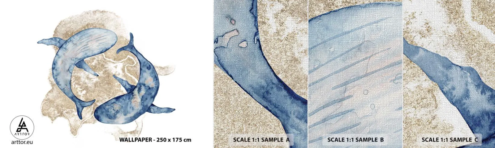 Provbit av fototapet Premium Canvas - Vänskap eller kärlek? - Delfiner, Abstraktion, Bit - 100x30 cm