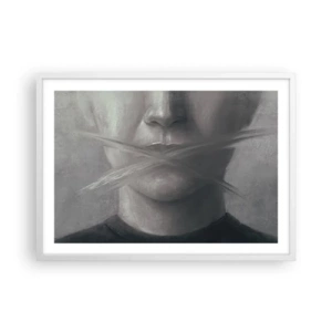 Affisch i vit ram - Inte ett ord - 70x50 cm