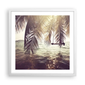 Affisch i vit ram - Gunga i molnen hur mycket du vill - 50x50 cm