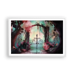 Affisch i vit ram - Hemlighetsfull trädgård - 91x61 cm
