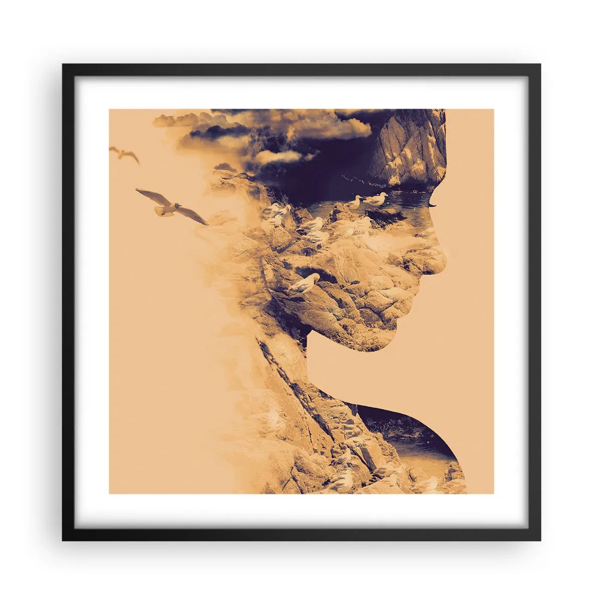 Affisch i svart ram - Skön av naturen - 50x50 cm