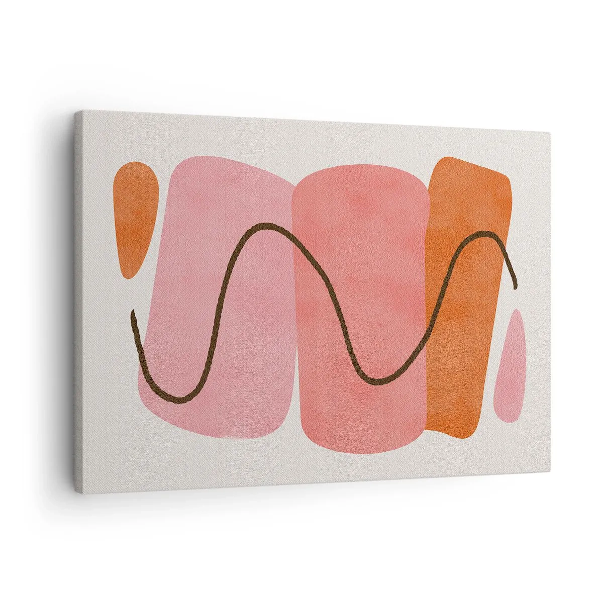 Canvastavla - Bild på duk - Abstrakta former i rosa och orange nyanser - 70x50cm - Formernas mjuka rörelse - Modern väggdekoration för vardagsrum och sovrum ARTTOR