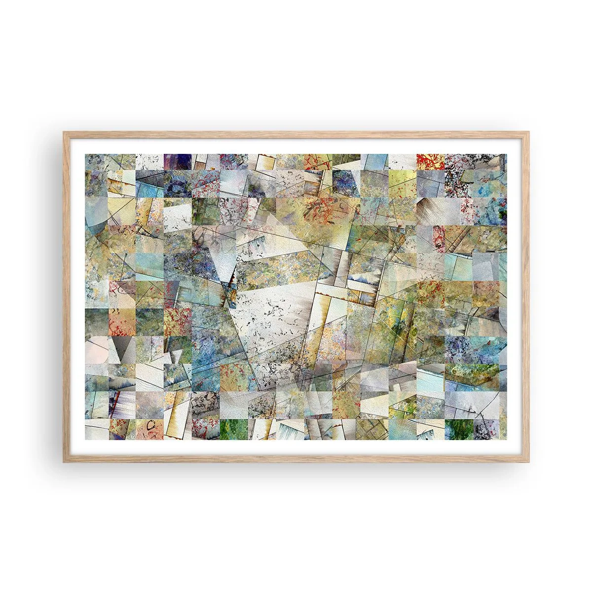 Affisch i ram av ljusek - Geometrisk omblandning - 100x70 cm