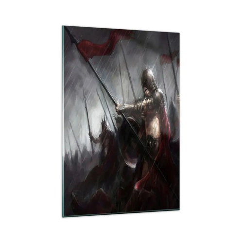 Glastavla - Bild på glas - Förbipasseraren, hälsa Sparta... - 80x120 cm