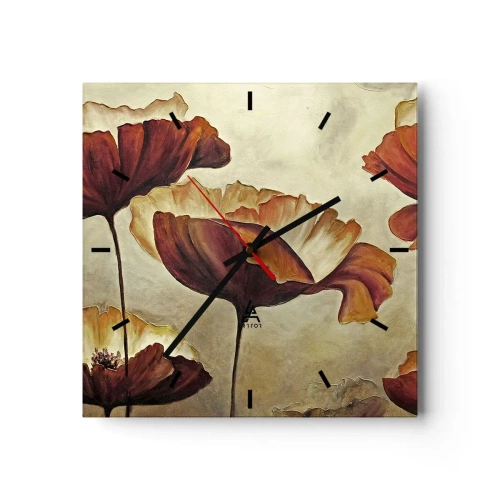 Väggklocka - Klocka på glas - Ängsblommor - 30x30 cm