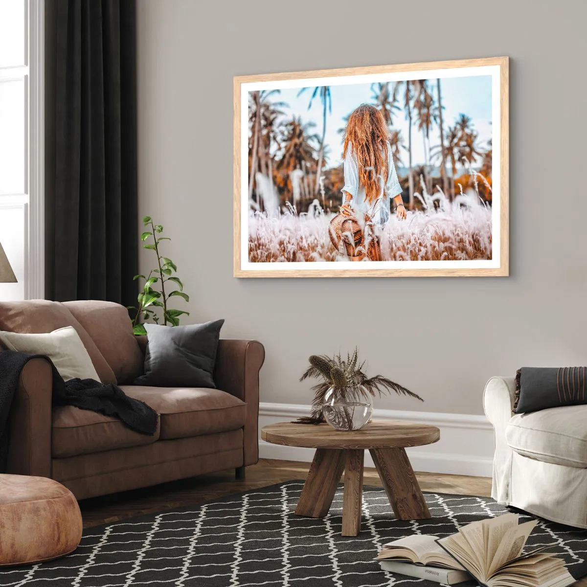 Affisch i ram av ljusek - Född ur gräsdun - 70x50 cm