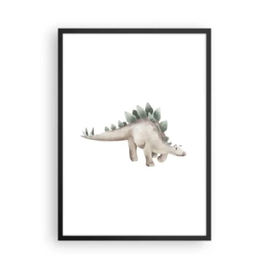 Affisch i svart ram - Akvarell dinosaurie i minimalistisk stil - 50x70cm - Er vän - Modern väggdekoration för vardagsrum och sovrum ARTTOR