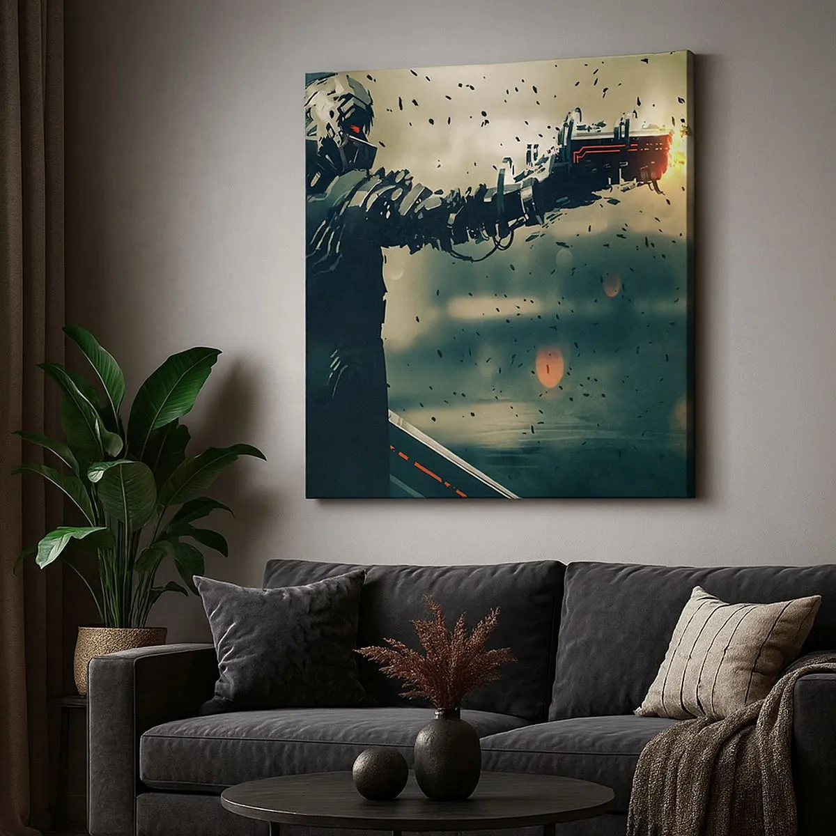 Canvastavla - Bild på duk - Dödlig vapen - din egen Terminator - 30x30 cm