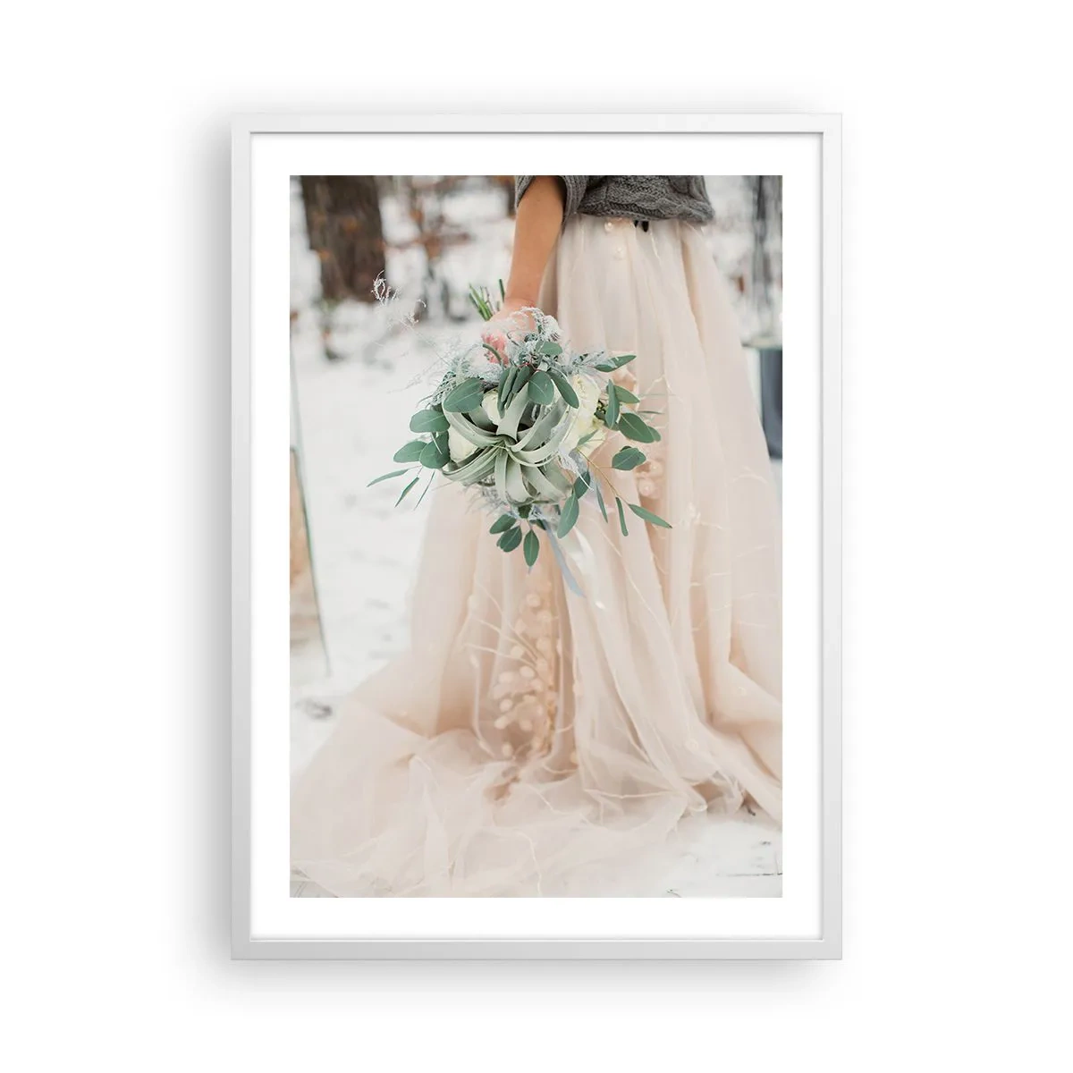 Affisch i vit ram - Och så levde de lyckliga i alla sina dagar - 50x70 cm