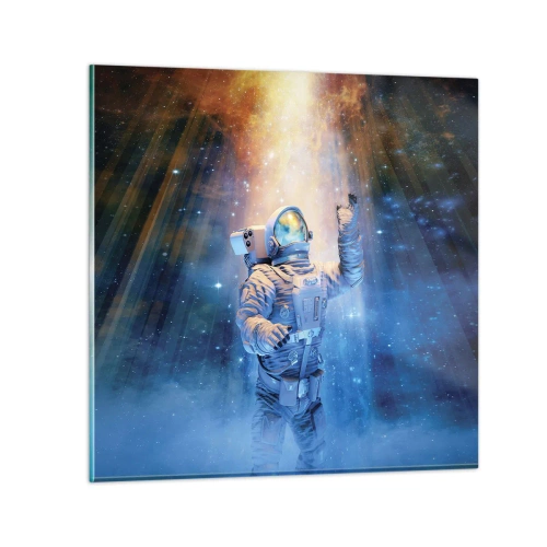 Glastavla - Bild på glas - Äntligen i målet - 30x30 cm