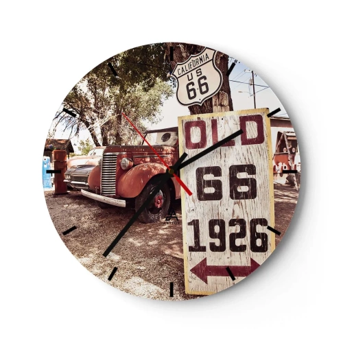 Väggklocka - Klocka på glas - Amerikanska provinsens legend - 40x40 cm