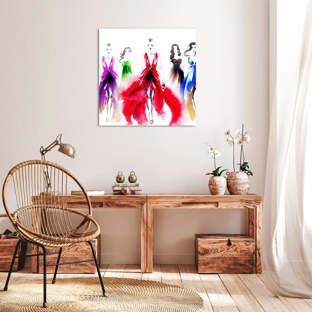 Canvastavla - Bild på duk - Stämning för dräkter - 70x70 cm