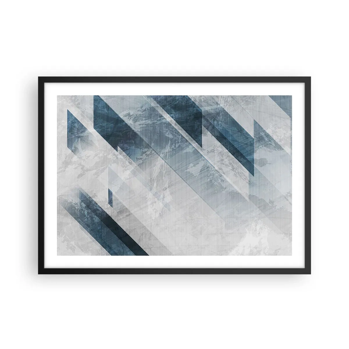 Affisch i svart ram - Tredimensionell komposition – gråhetens rörelse - 70x50 cm