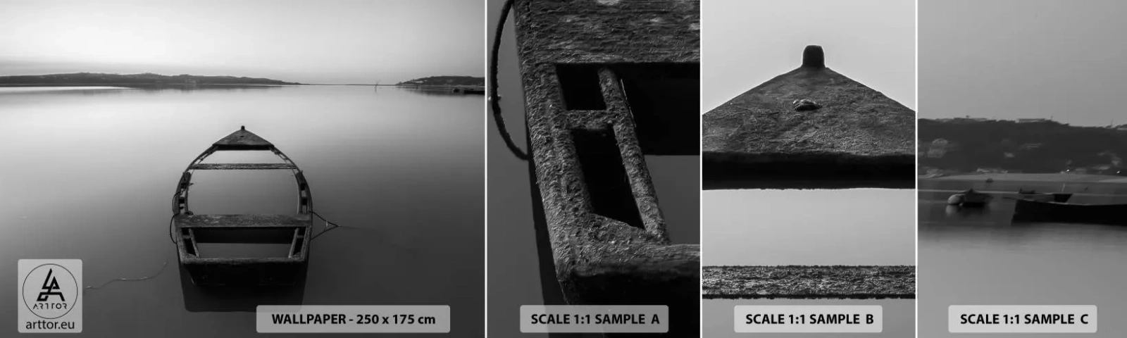 Fototapet Prov Standard Eco - Längtan och melankoli - Landskap, Sjö, Båt - 100x30 cm