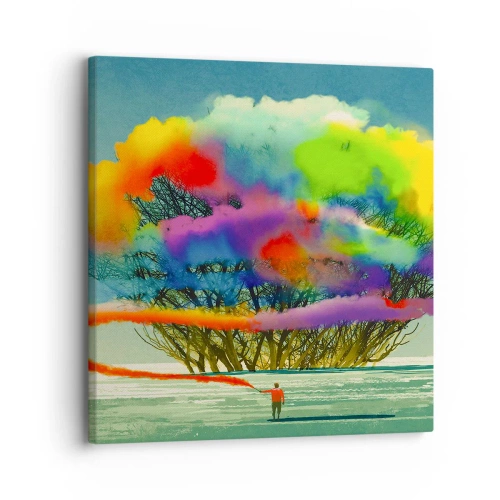 Canvastavla - Bild på duk - Liva upp världen - 30x30 cm