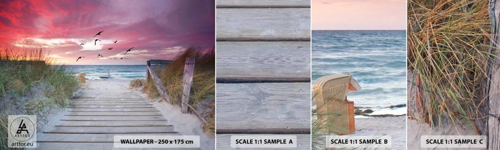 Fototapet Prov Standard Eco - Östersjöimpression - Havslandskap, Strand, Fåglar - 100x30 cm