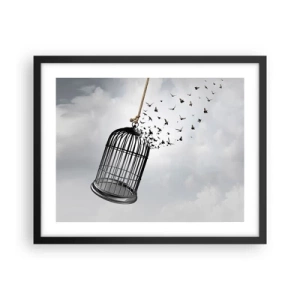Affisch i svart ram - Tro...Hopp...Frihet! - 50x40 cm