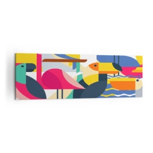 Canvastavla - Bild på duk - Fågelparty - 160x50 cm