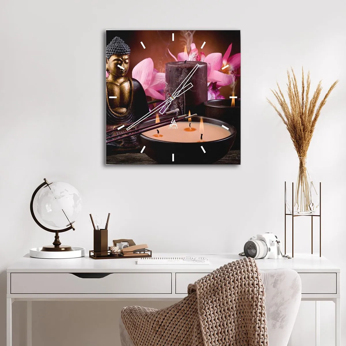 Väggklocka - Klocka på glas - Rensa hjärnan, lugna ner kroppen - 30x30 cm