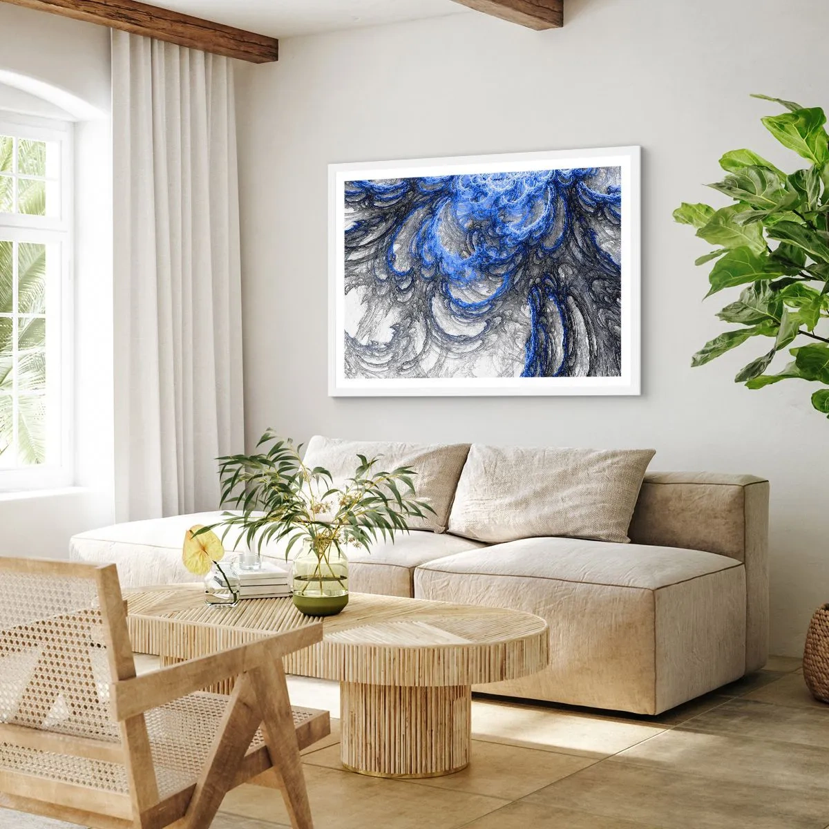 Affisch i vit ram - Vågens födsel - 70x50 cm