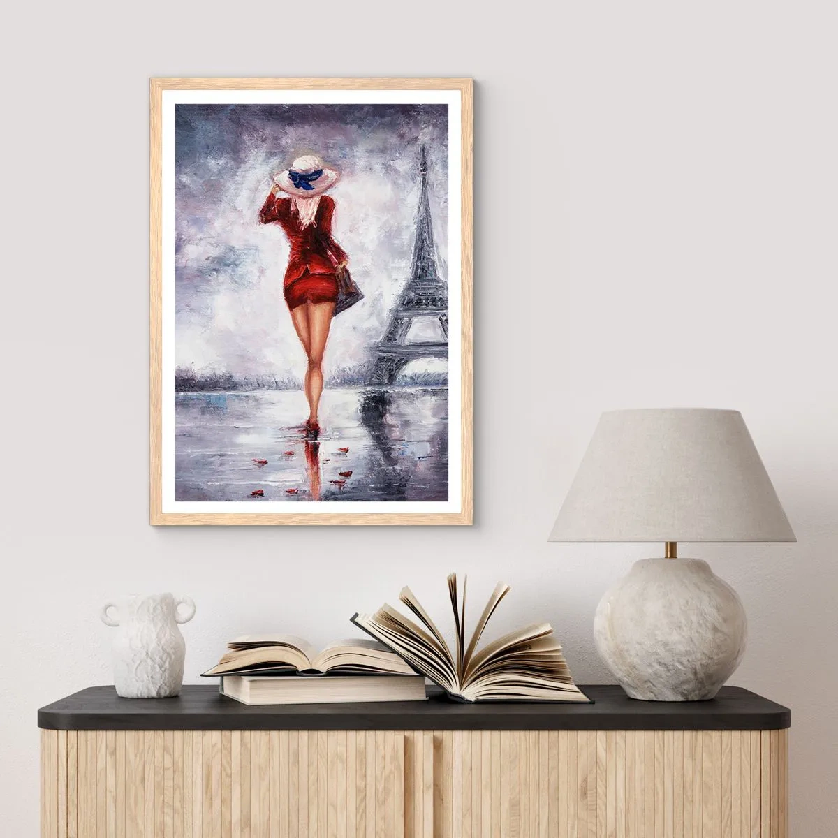 Affisch i ram av ljusek - Symboler av Paris - 30x40 cm