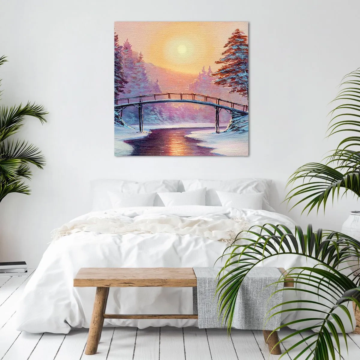 Canvastavla - Bild på duk - De fyra årstiderna - vinter - 30x30 cm