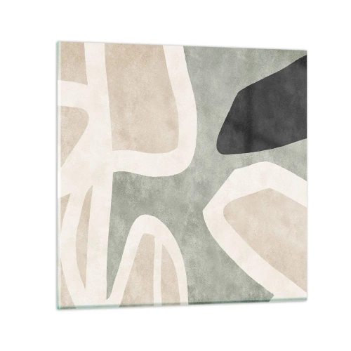 Glastavla - Bild på glas - Komposition med svart motiv - 60x60 cm