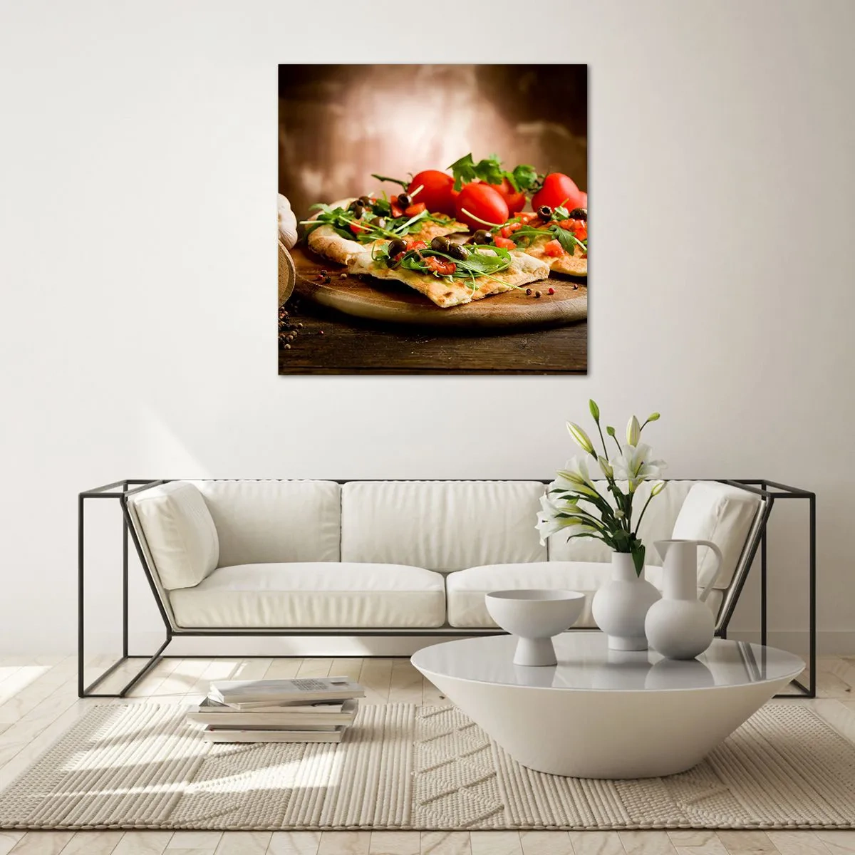 Glastavla - Bild på glas - Direkt från ugnen och trädgården - 50x50 cm