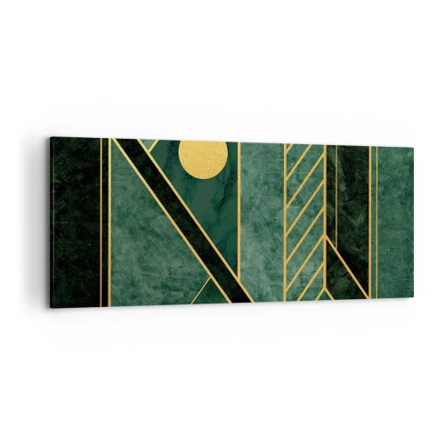Canvastavla - Bild på duk - Dynamik av guld och azurblå - 120x50 cm