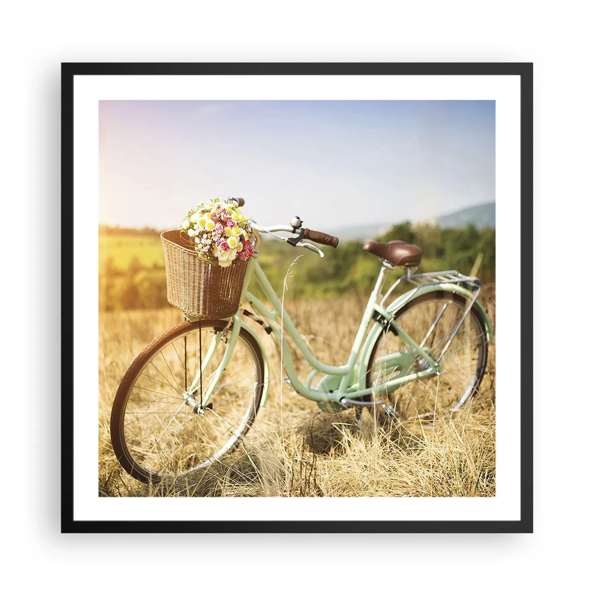 Affisch i svart ram - Jag stannar här en stund - 60x60 cm