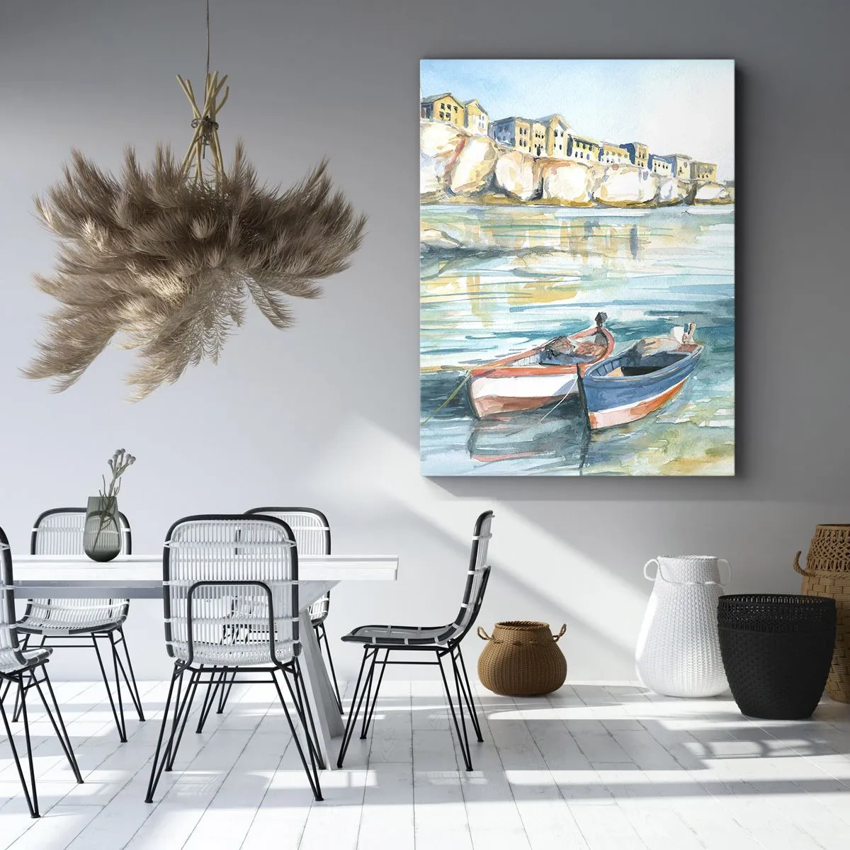 Canvastavla - Bild på duk - Landskap i azurblått - 50x70 cm