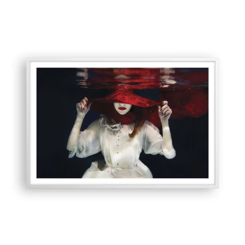 Affisch i vit ram - Konstig fru - 91x61 cm