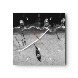 Väggklocka - Klocka på glas - Fortfarande på stranden... - 30x30 cm