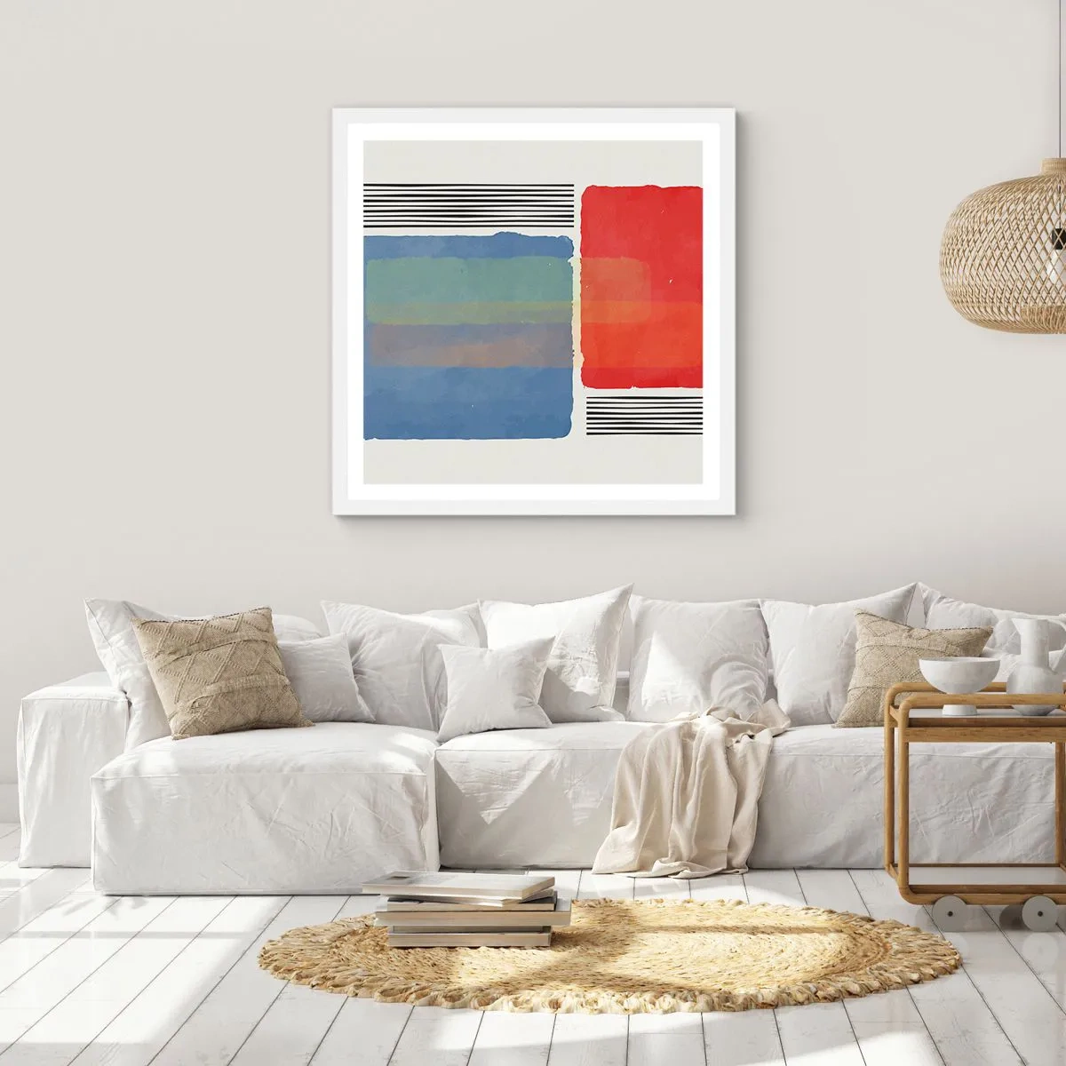 Affisch i vit ram - Geometrins anda - 60x60 cm