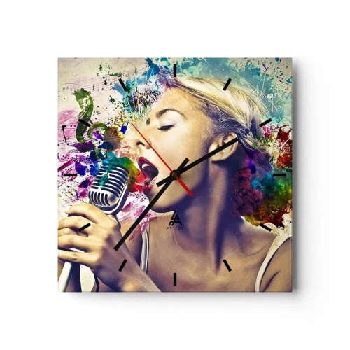 Väggklocka - Klocka på glas - Måla världen med rösten - 30x30 cm