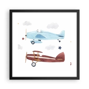 Affisch i svart ram - Herr pilot, vi väntar! - 40x40 cm