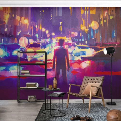 Fototapet på mått Premium Canvas - Doppad i ljuset - Stad, Man, New York