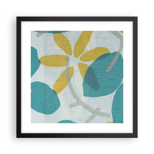 Affisch i svart ram - Bland azurblå blad - 40x40 cm