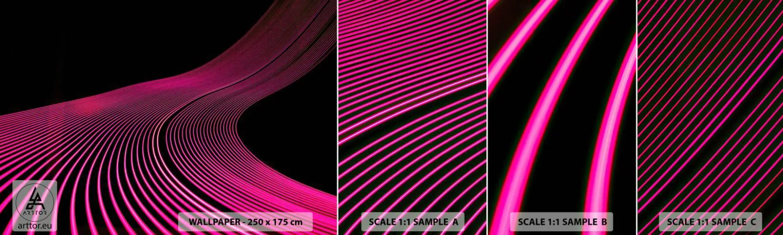 Fototapet Prov Standard Eco - Ljusets allé - Rader, Modern, Neon - 100x30 cm