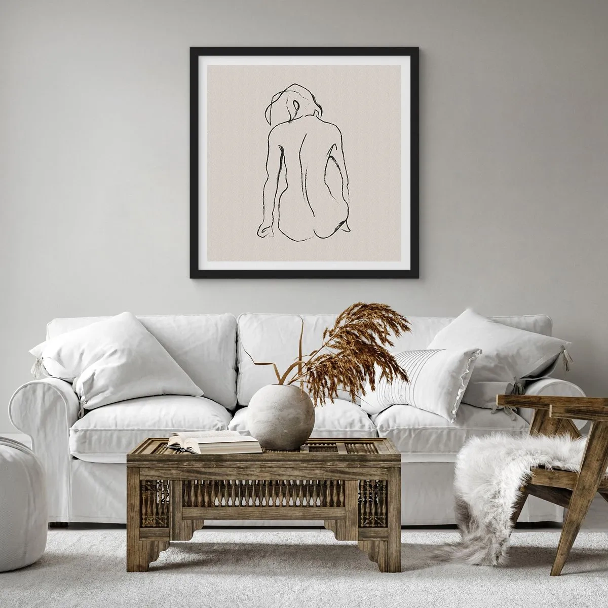 Affisch i svart ram - Naken flicka - 60x60 cm