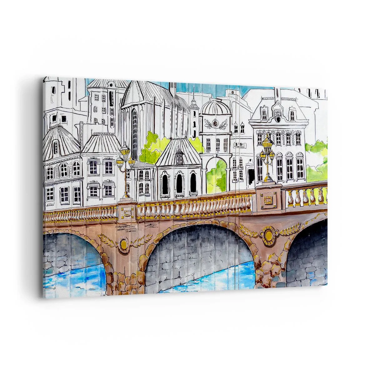 Canvastavla - Bild på duk - Stad som målad - 120x80 cm