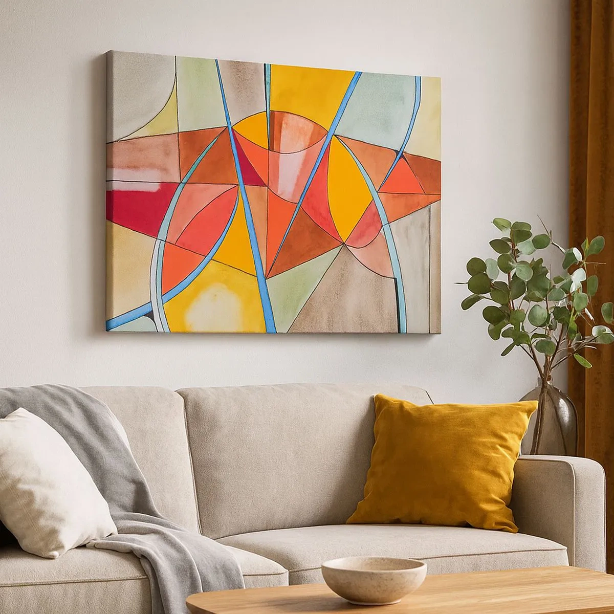 Canvastavla - Bild på duk - En abstrakt komposition i livfulla geometriska färger. - 70x50cm - Karusell, drömmarnas karusell - Modern väggdekoration för vardagsrum och sovrum ARTTOR