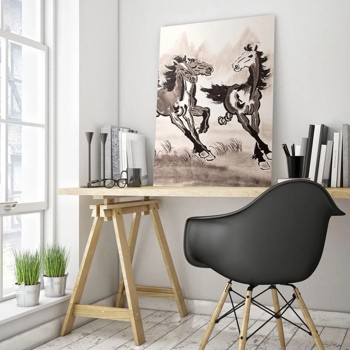 Glastavla - Bild på glas - Glad galopp - 50x70 cm