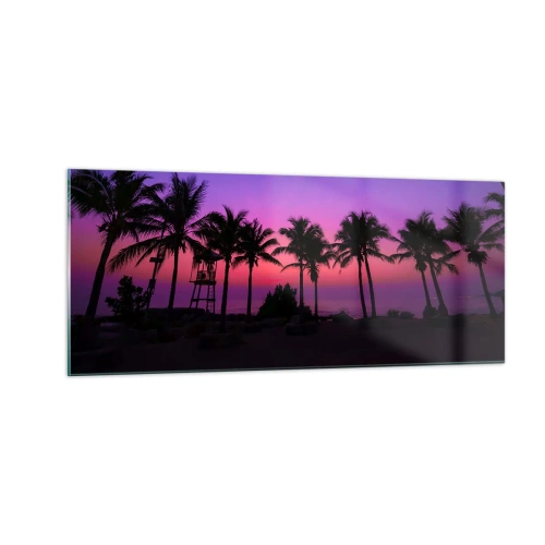 Glastavla - Bild på glas - Kväll under palmerna - 100x40 cm