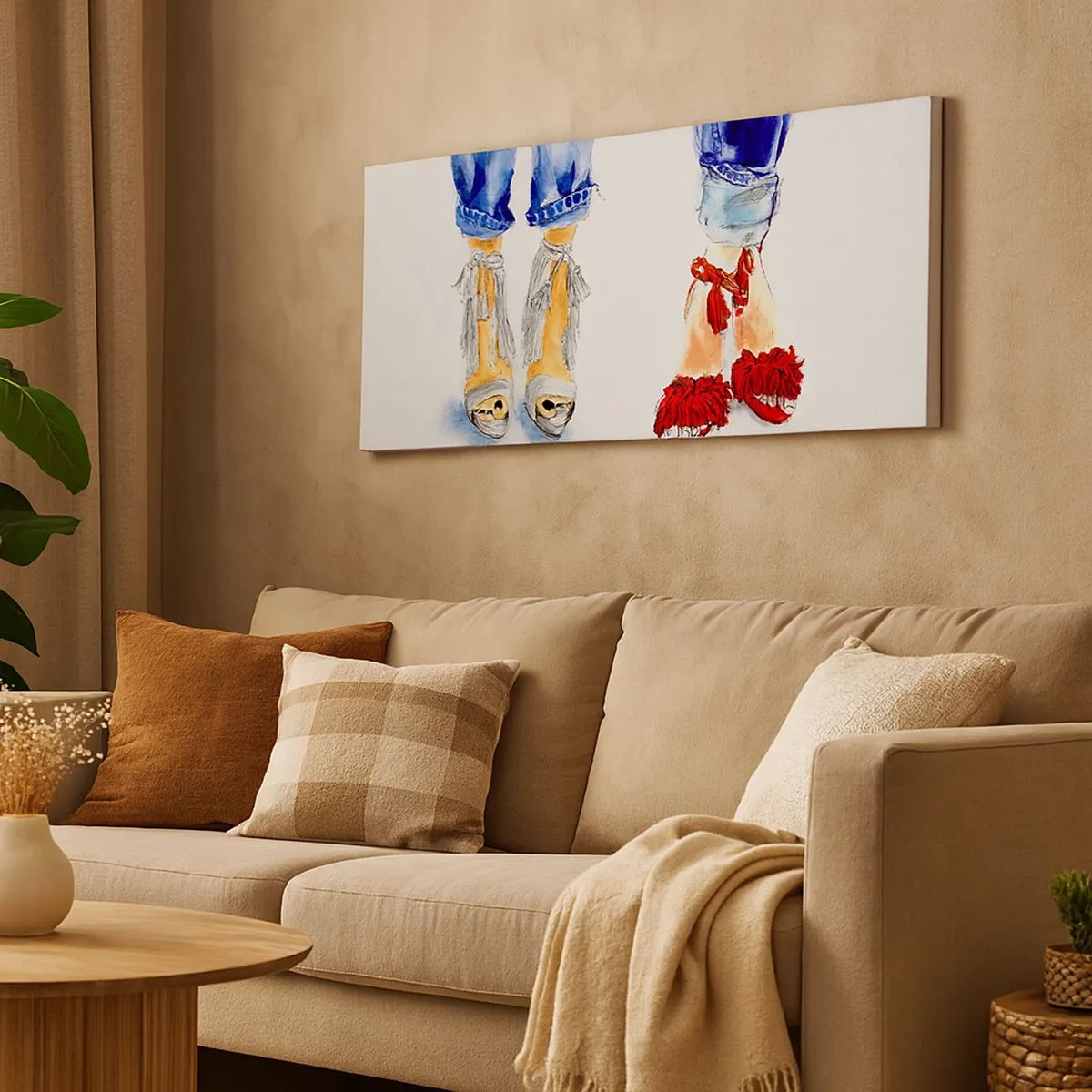 Canvastavla - Bild på duk - Kanske går vi ut på promenad? - 100x40 cm