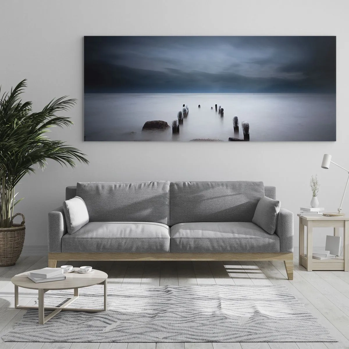 Glastavla - Bild på glas - Fundersam sjö - 100x40 cm