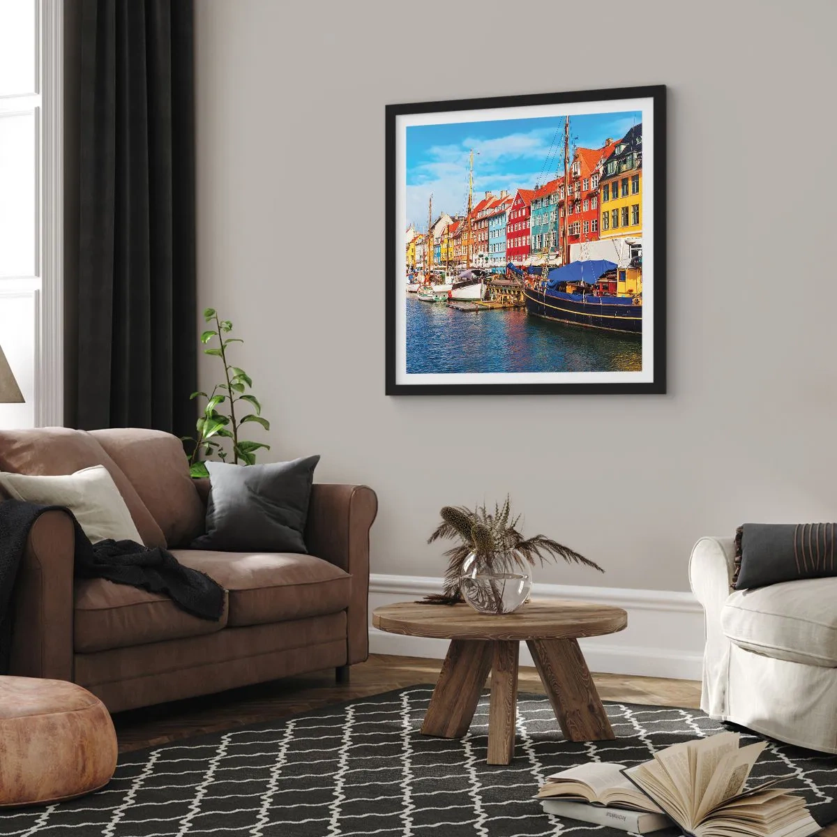 Affisch i svart ram - Glad kaj - 30x30 cm