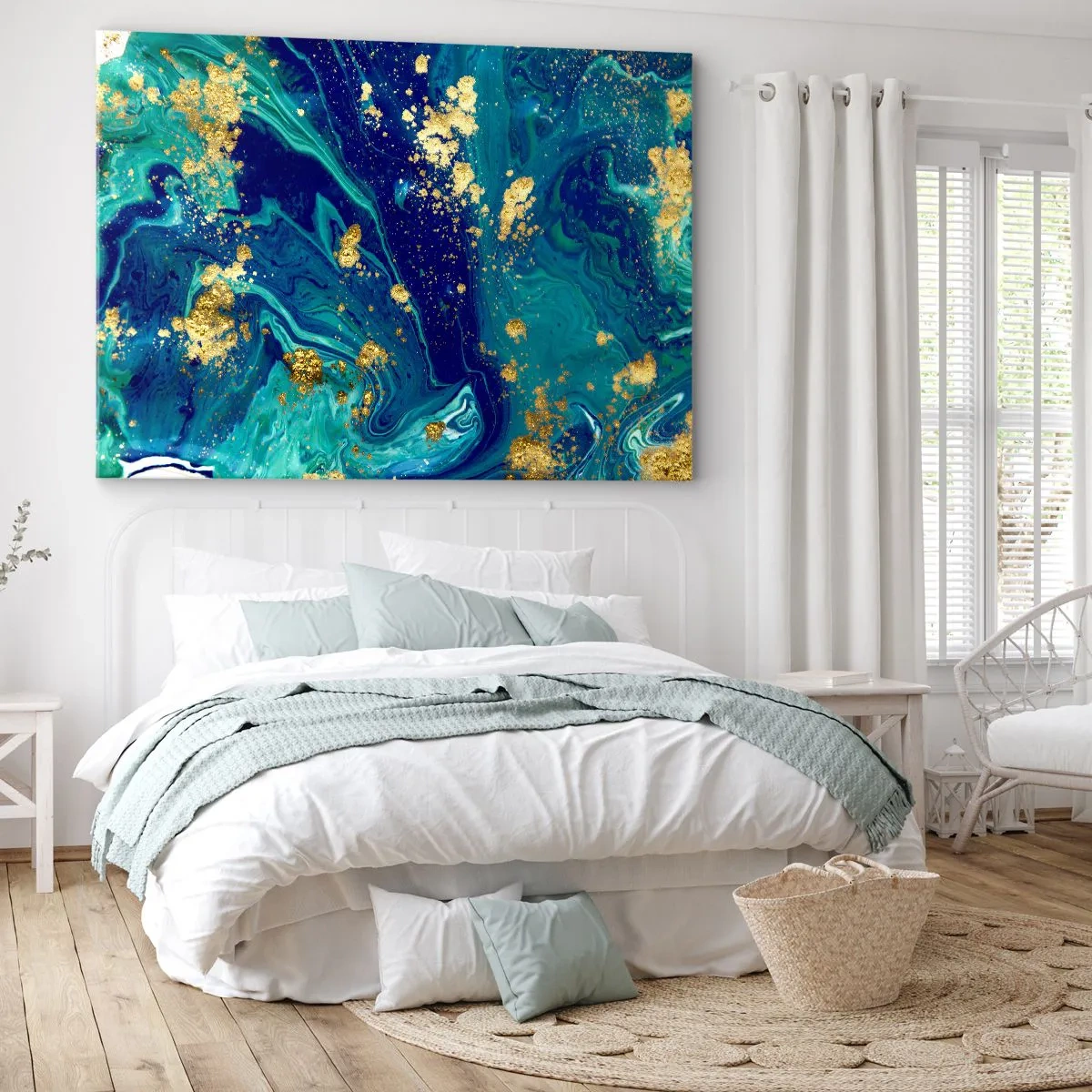Canvastavla - Bild på duk - Solflingor  - 70x50 cm